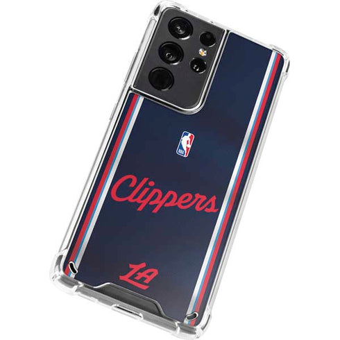 NBA Los Angeles Clippers Distressed Red Galaxy S21 Ultra 5G Clear Case